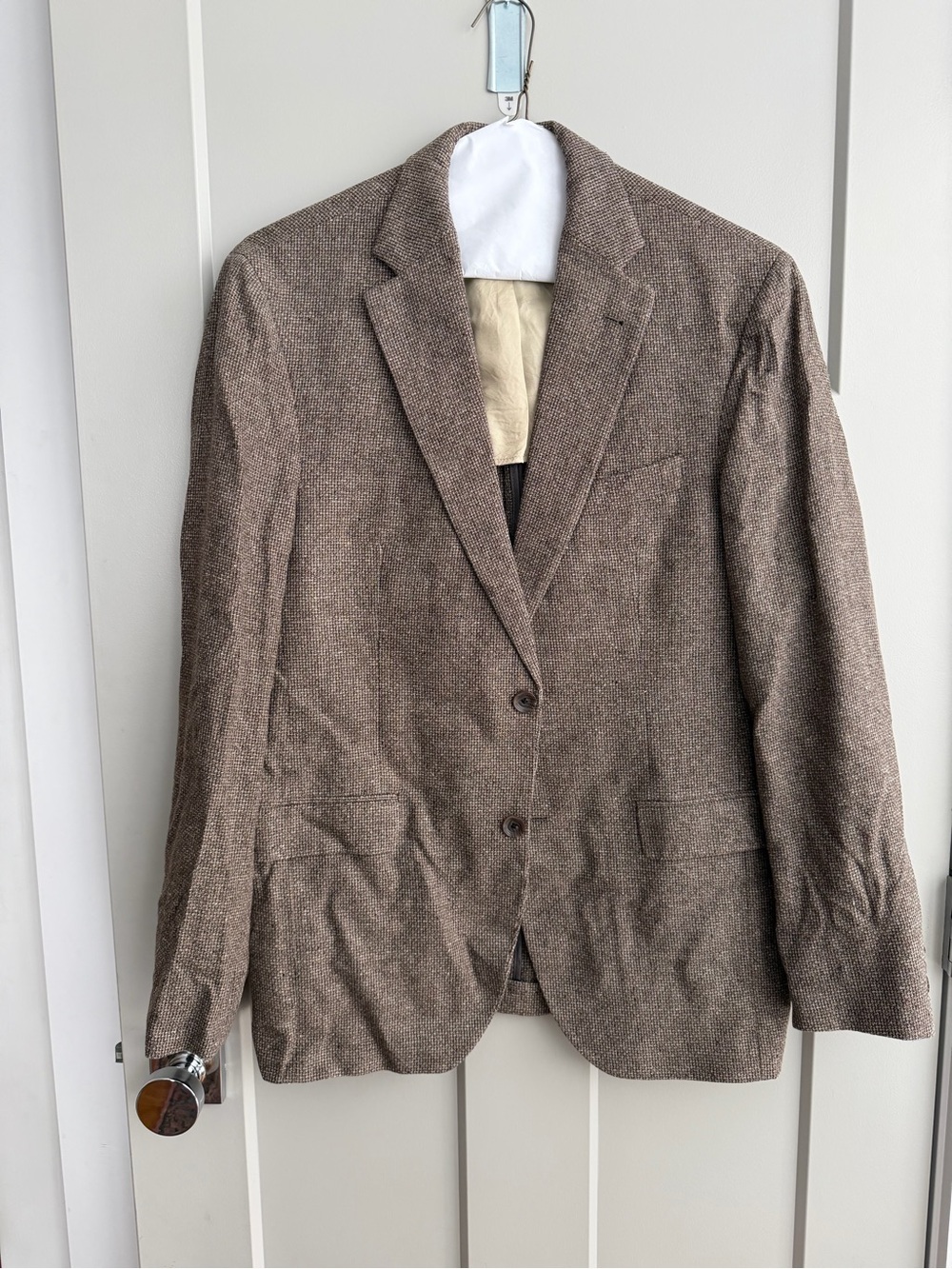 Jack Victor Montreal 100% Silk Brown Houndstooth Sport Coat Blazer 42R